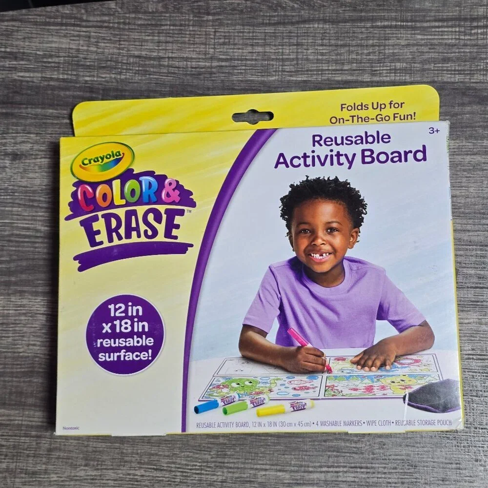 🎨 Crayola Color & Erase Reusable Activity Board, Art Supplies for Kids Toddler